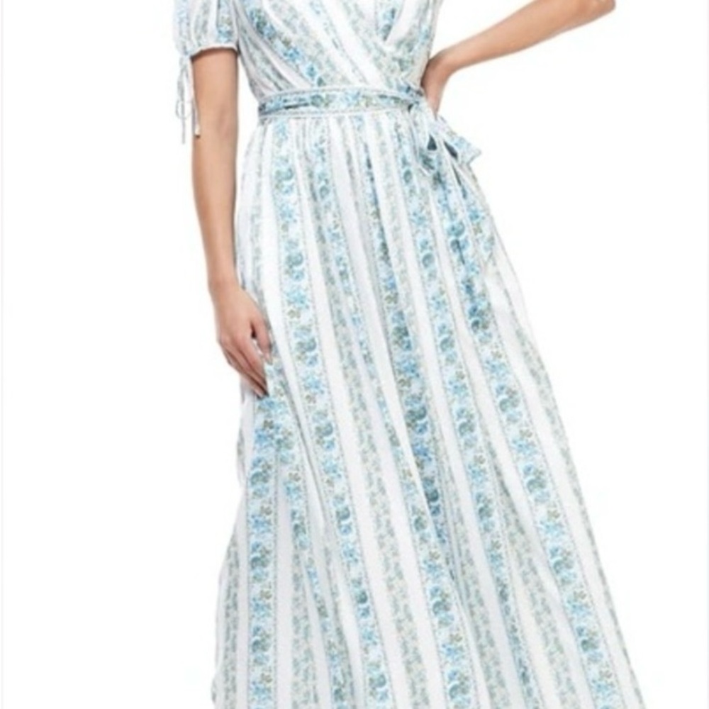 Gal Meets Glam Blue Floral Wrap Maxi Dress